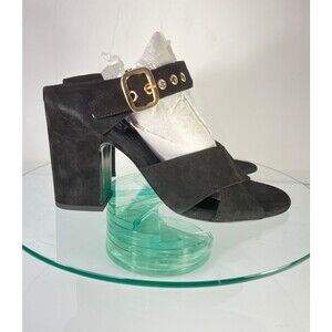 AGL Attilio Giusti Leombruni Heel Sandals Size 39 US 9 Black Suede Buckle